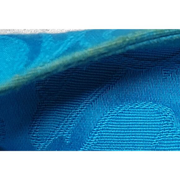 TanJay Blue Embossed Floral Print Open Front Blazer 16 Lined Ruched Sleeves Soft - Picture 5 of 7